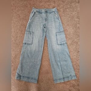 American Eagle Denim Cargo Pants Size 4